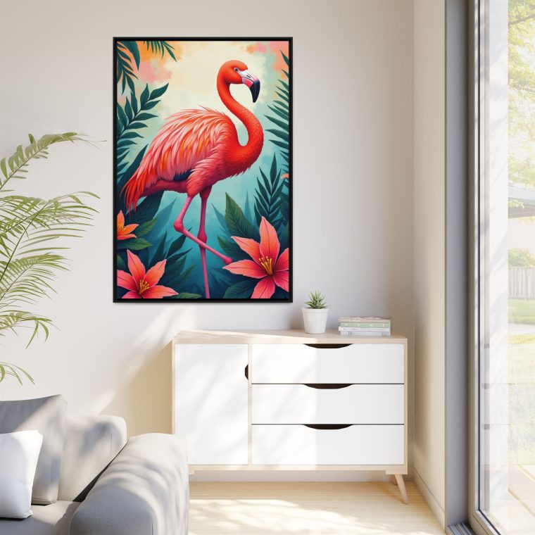Flamingo Bliss Tropical Canvas Art with Modern Flair - Image 3