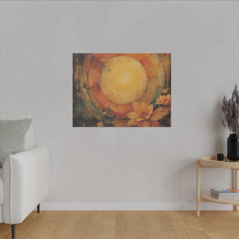 Radiant Sunburst Abstract Floral Design with Warm Earth Tones - Image 7