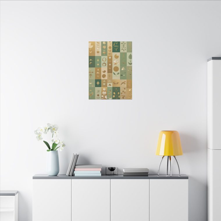 Golden Harmony Naïve Art Collage in a Minimalist Green Aesthetic - Image 8