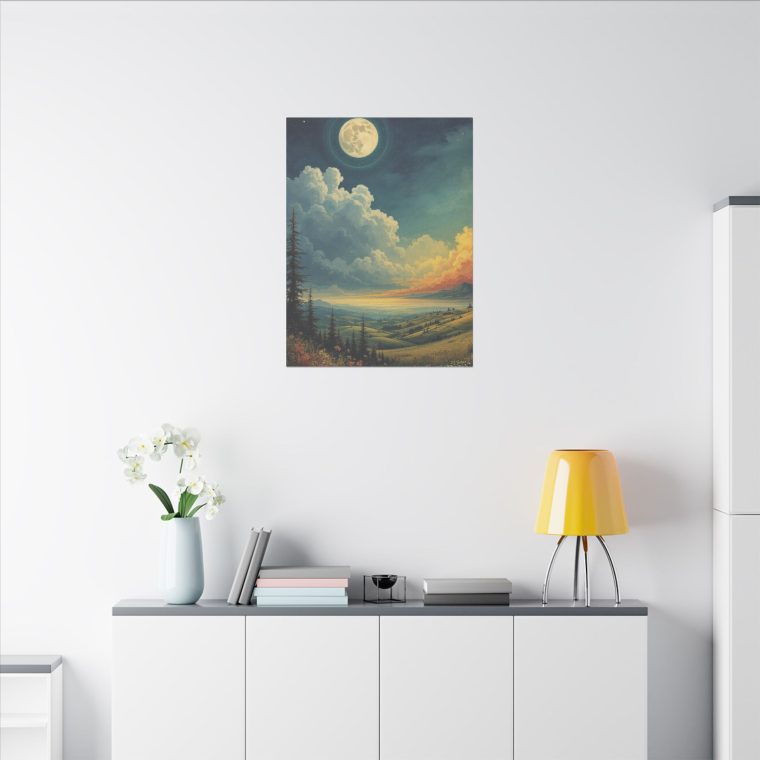Majestic Moonlit Landscape Rolling Hills Under a Dramatic Sky - Image 8