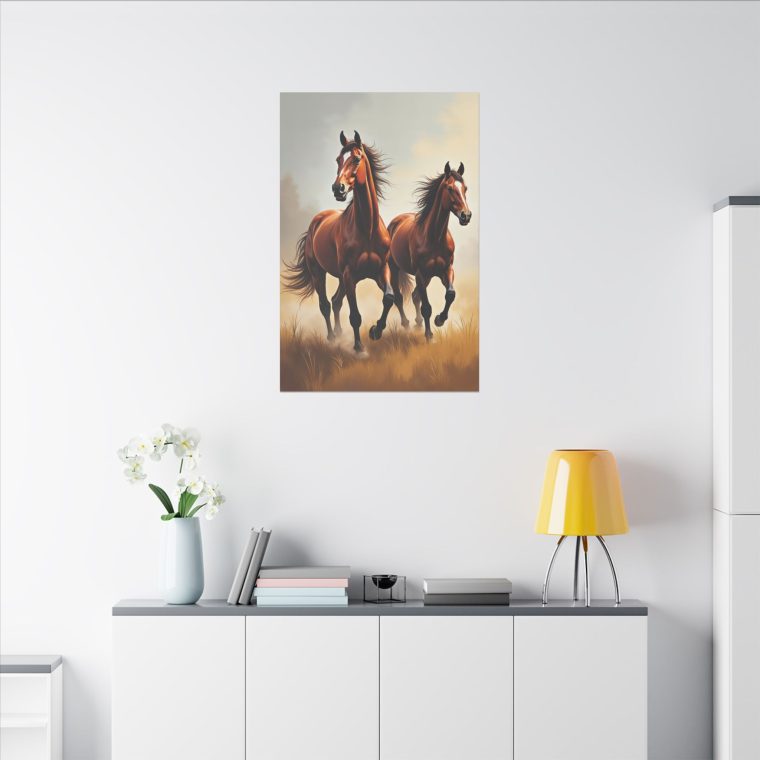Graceful Gallop of Brown Stallions - Image 8