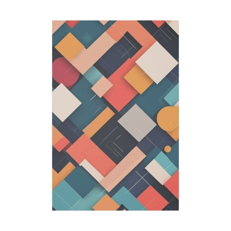 Geometric Symphony Abstract Square Pattern Wall Art - Image 9