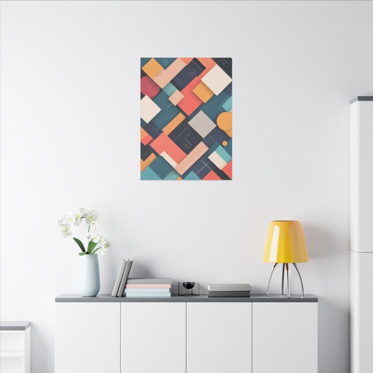 Geometric Symphony Abstract Square Pattern Wall Art - Image 4