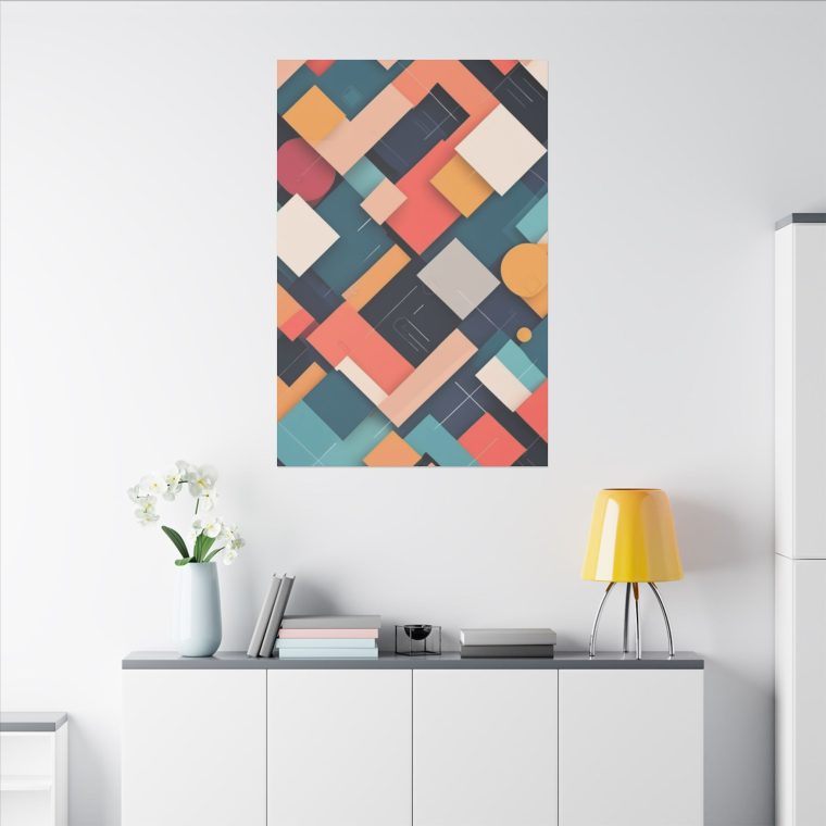 Geometric Symphony Abstract Square Pattern Wall Art - Image 12
