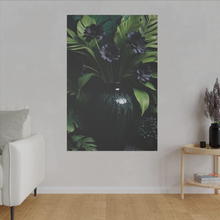 Modern Elegance Black Vase and Flowers in Natural Light - Image 3