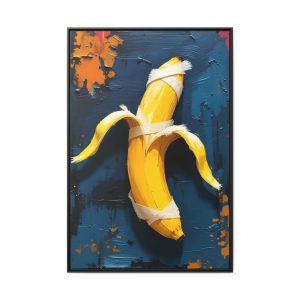 Banana taped to wall art piece, a modern conceptual design that adds humor and wit to any space.