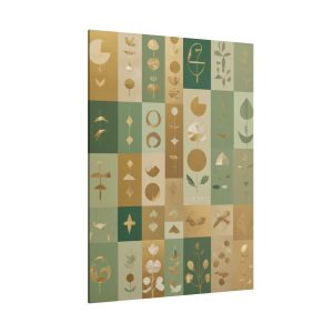 Golden Harmony Naïve Art Collage in a Minimalist Green Aesthetic