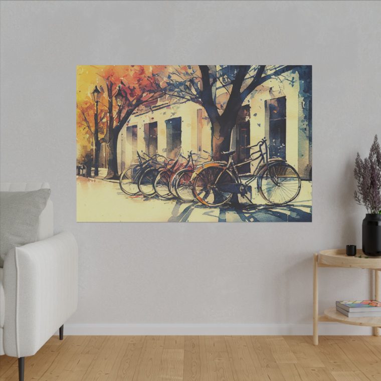 Bicycles on the Street A Charming Watercolor Scene - Image 3