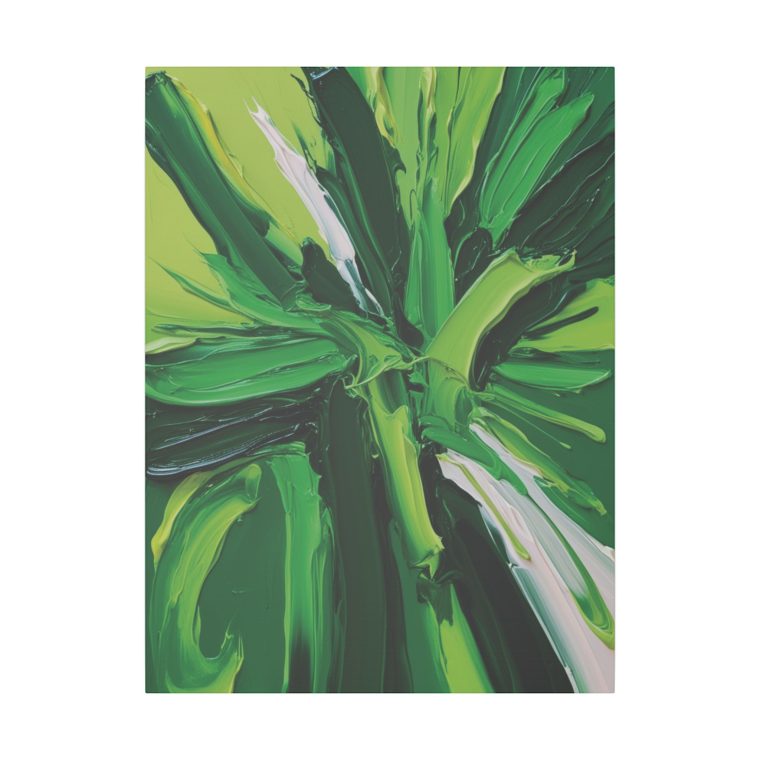 Dynamic Green Flow Modern Abstract Oil Painting in Vibrant Tones - Image 5