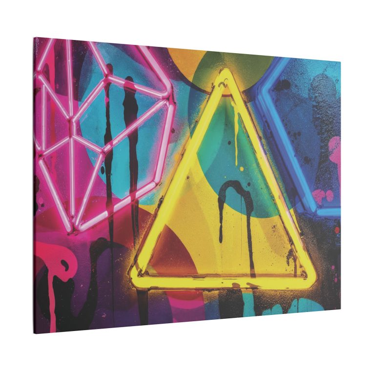Bright Abstract Fusion Geometric Art in Cyan, Pink, Black, and Yellow - Image 22