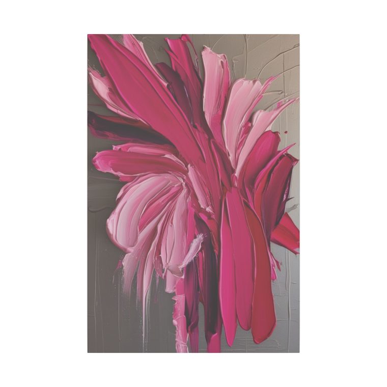 Floral Essence in Pink Bold Abstract Oil Painting with Dynamic Strokes - Image 9