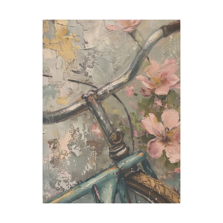Vintage Bicycle Steering Wheel with Floral Decoration Junk Journal Style - Image 2