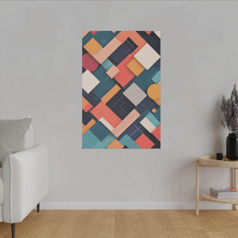 Geometric Symphony Abstract Square Pattern Wall Art - Image 7