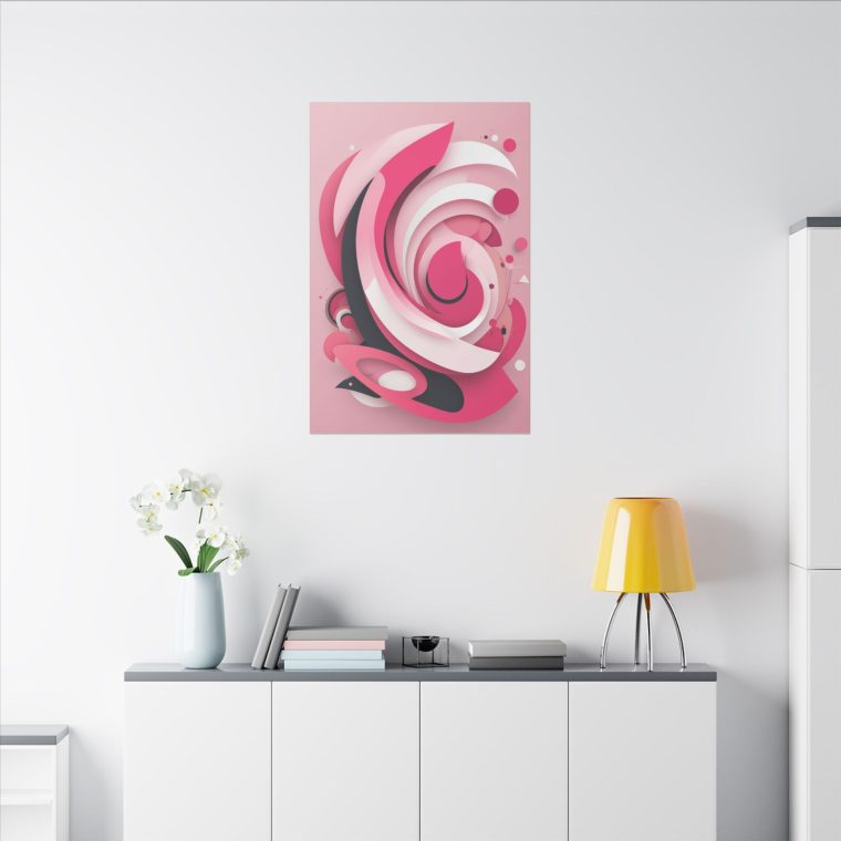 Bold Pink Abstraction Geometric Layers and Dynamic Composition - Image 12