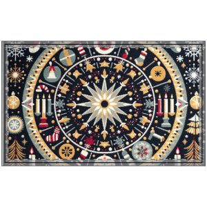 Holiday polyester doormat featuring a festive design with vibrant seasonal patterns