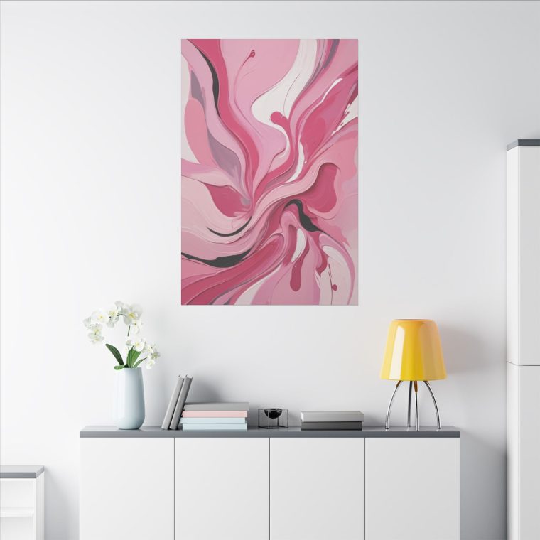 Dynamic Pink Swirls Modern Abstract Oil Painting with Flowing Energy - Image 4