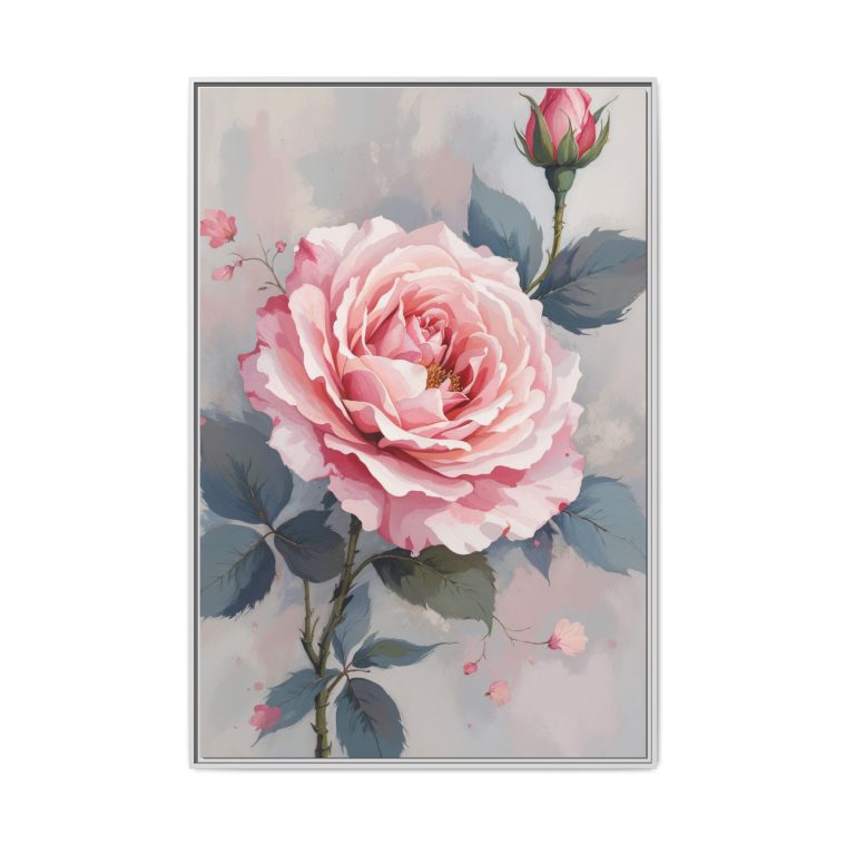 Modern floral wall art featuring the Sweet Juliet rose in soft peach and blush tones for a refined and elegant design.