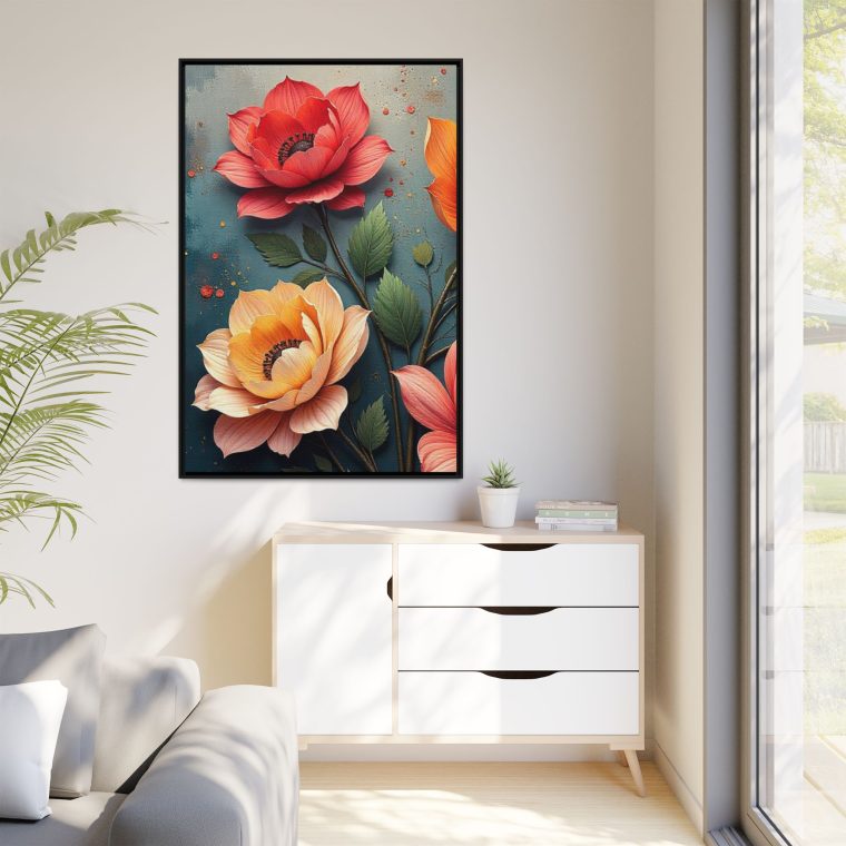 Large Purple Abstract Floral Canvas Wall Art - Image 3