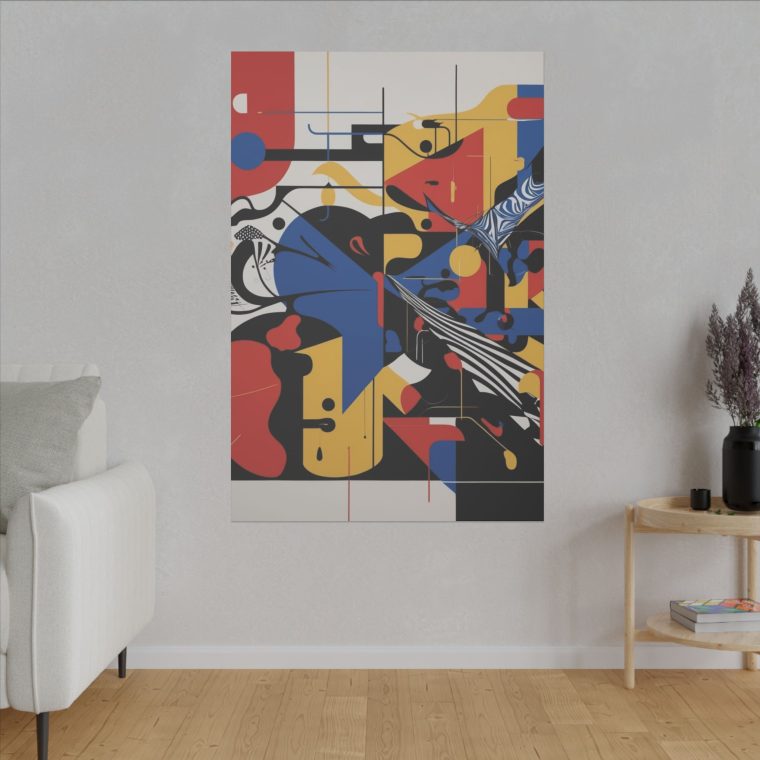 Dynamic Abstract Expression Modern Art with Bold Colors Geometric Fusion - Image 3