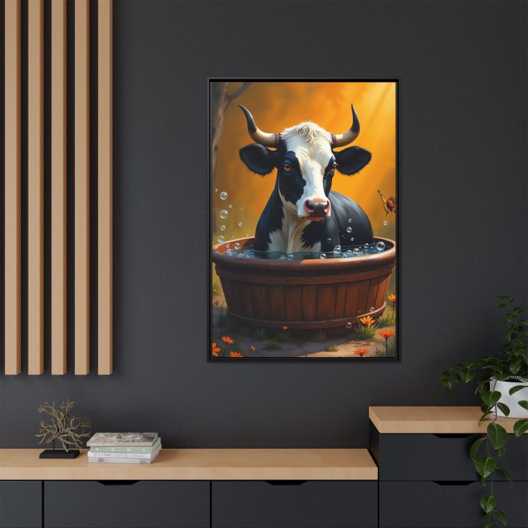 Bull in a Tub Whimsical Canvas Art - Image 8