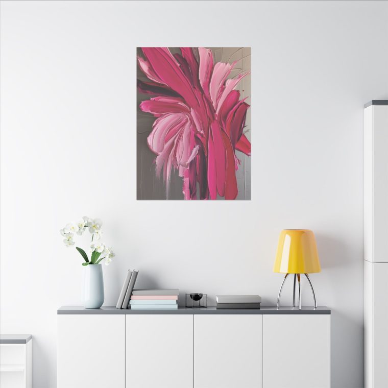 Floral Essence in Pink Bold Abstract Oil Painting with Dynamic Strokes - Image 16