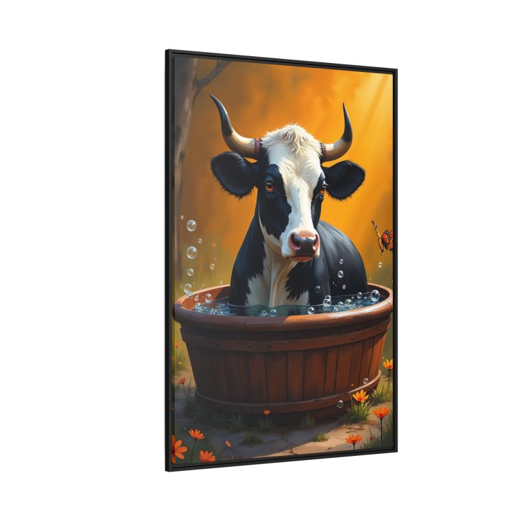 Bull in a Tub Whimsical Canvas Art - Image 2
