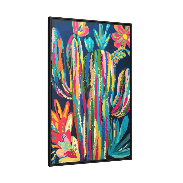 Bold and Vibrant: Maximalist Cactus Floral Abstract Art - Image 2