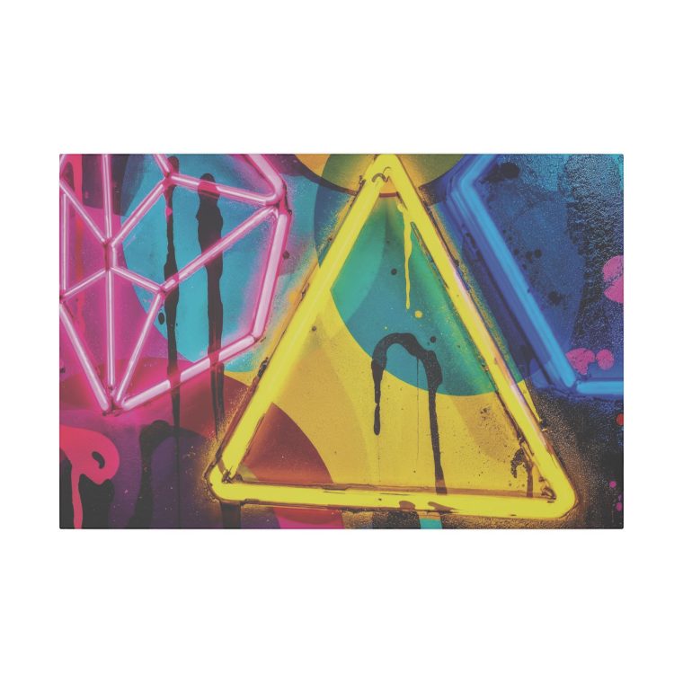 Bright Abstract Fusion Geometric Art in Cyan, Pink, Black, and Yellow - Image 5