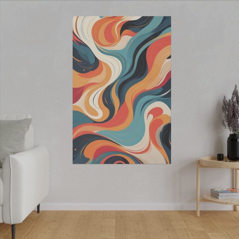 Modern Oil Painting Abstract Wall Art Vibrant Swirl Design - Image 3