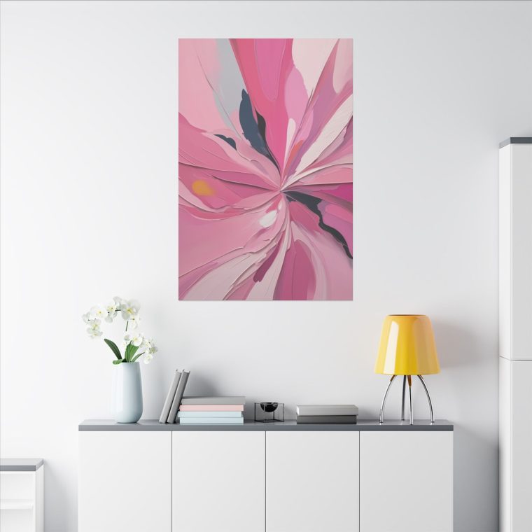 Elegant Flow Modern Abstract Oil Painting in Soft Pink Tones - Image 4