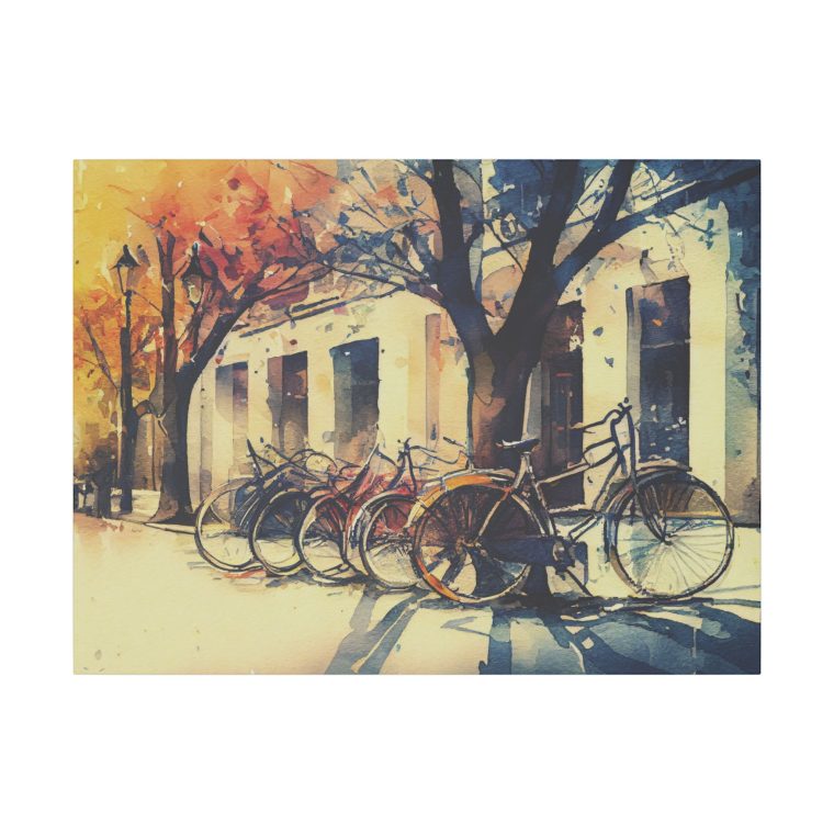 Bicycles on the Street A Charming Watercolor Scene - Image 5