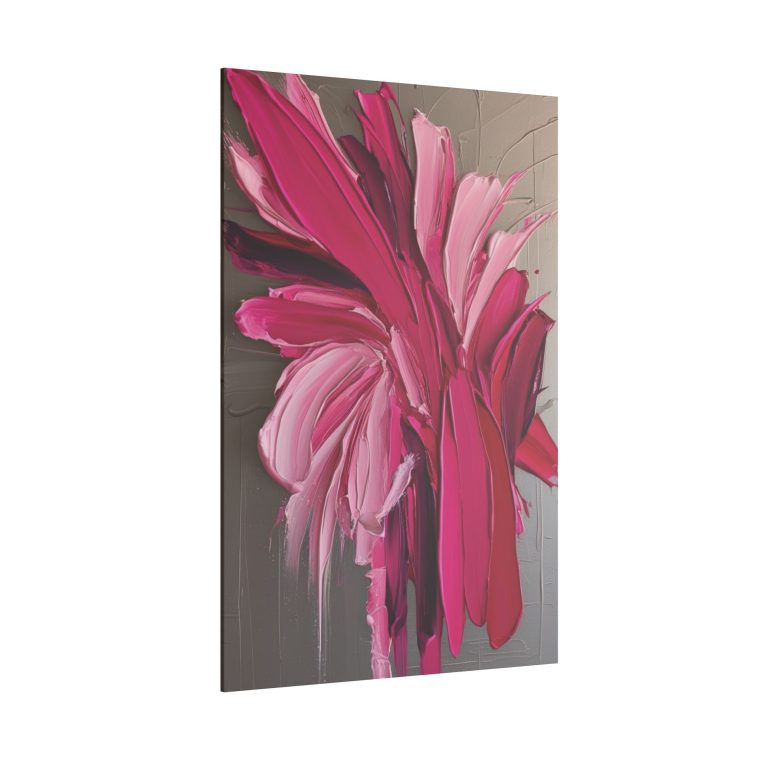 Floral Essence in Pink Bold Abstract Oil Painting with Dynamic Strokes