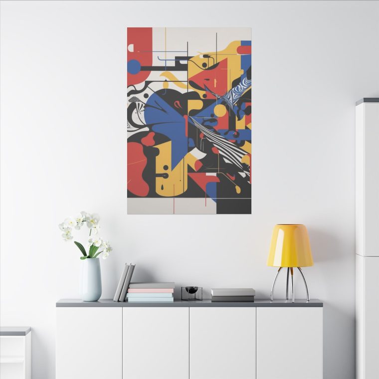 Dynamic Abstract Expression Modern Art with Bold Colors Geometric Fusion - Image 4