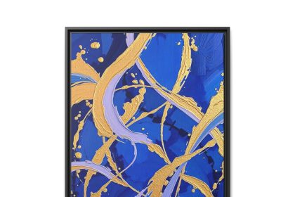 Gold and Blue Canvas Artwork Perfect for Any Modern Space