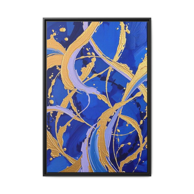 Gold and Blue Canvas Artwork Perfect for Any Modern Space