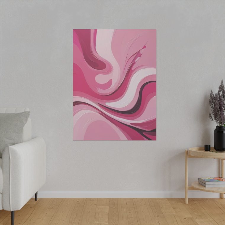 Flowing Harmony Modern Abstract Oil Painting in Gentle Pink Waves - Image 15
