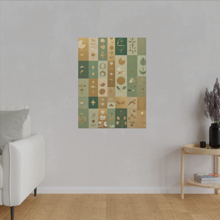 Golden Harmony Naïve Art Collage in a Minimalist Green Aesthetic - Image 11