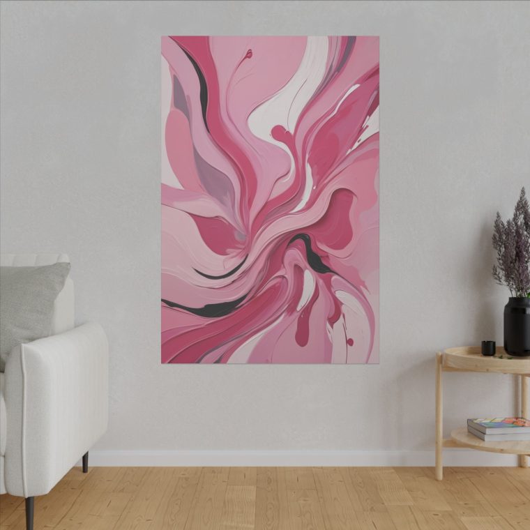 Dynamic Pink Swirls Modern Abstract Oil Painting with Flowing Energy - Image 3