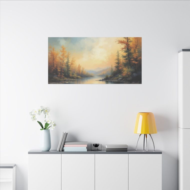 Tranquil Autumn Landscape Serene River Scene with Golden Foliage - Image 16