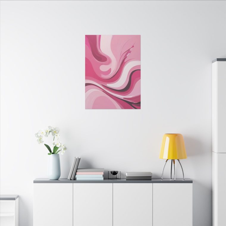 Flowing Harmony Modern Abstract Oil Painting in Gentle Pink Waves - Image 8