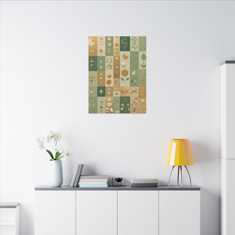 Golden Harmony Naïve Art Collage in a Minimalist Green Aesthetic - Image 12