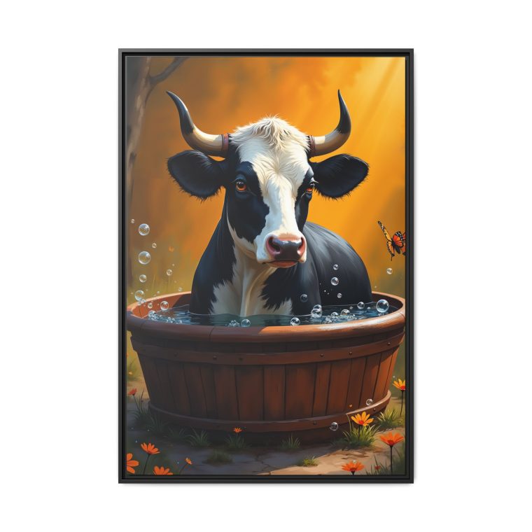 Bull in a Tub Whimsical Canvas Art - Image 5