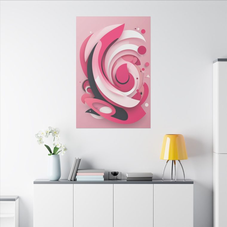 Bold Pink Abstraction Geometric Layers and Dynamic Composition - Image 4