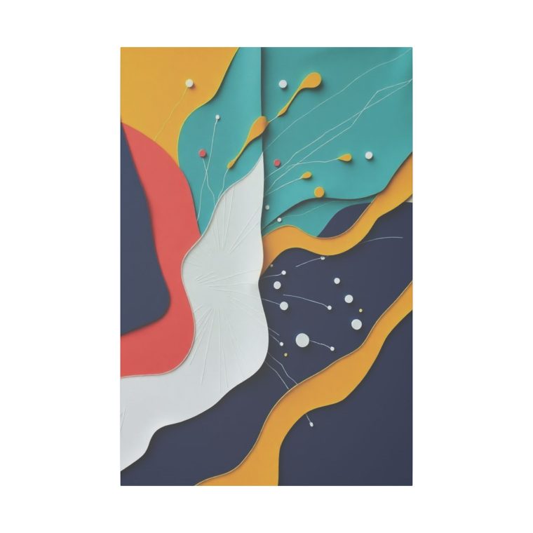 Layered Abstract Art Bold Colors and Minimalist Papier-Mâché Design - Image 2