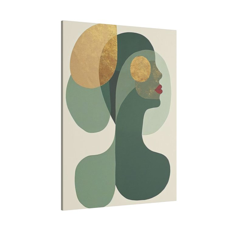 Green Serenity Naïve Art Collage with Minimalist Elegance - Image 6