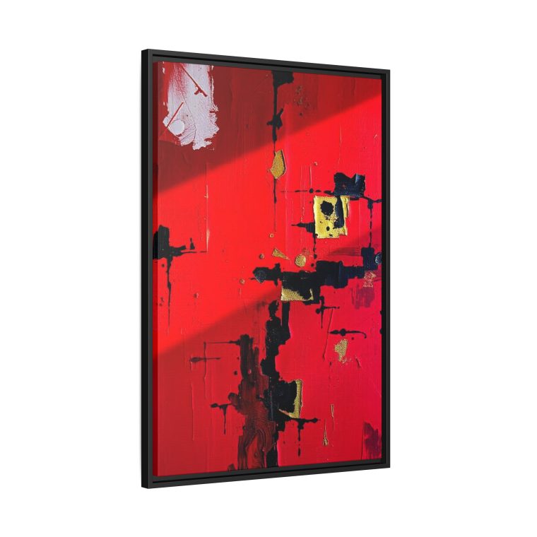 Vibrant Red Abstract Art Home with Gold And Black Accents - Image 6