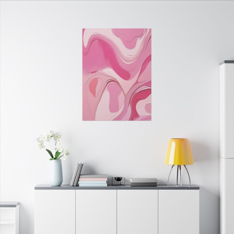 Playful Pink Patterns Abstract Oil Painting with Fluid Lines - Image 16