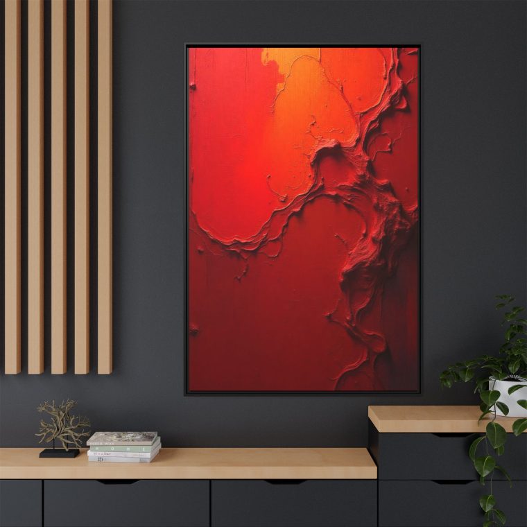 Bold Red Abstract Installation with Fluid Patterns - Image 4