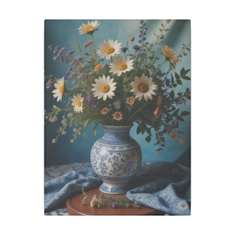 Artful Elegance Blue Boho Still Life with Flowers and Textiles - Image 5