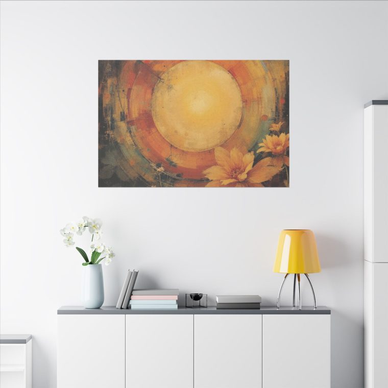 Radiant Sunburst Abstract Floral Design with Warm Earth Tones - Image 4